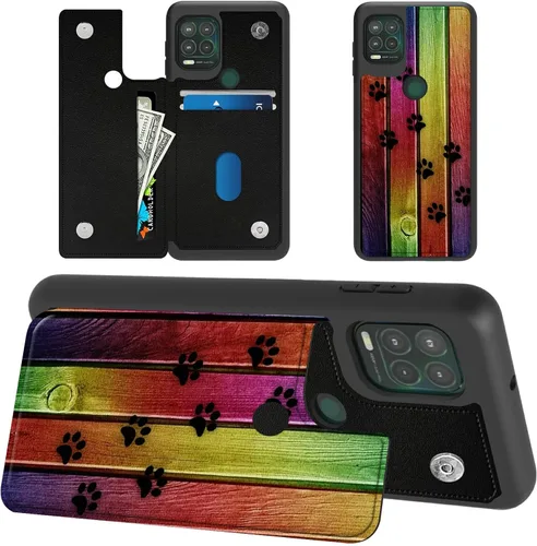 Vista 12 de Funda tipo cartera de mármol abstracto para Moto G Stylus 5G 2021 con tarjetero y bloqueo RFID, piel sintética suave, función atril, cierre
