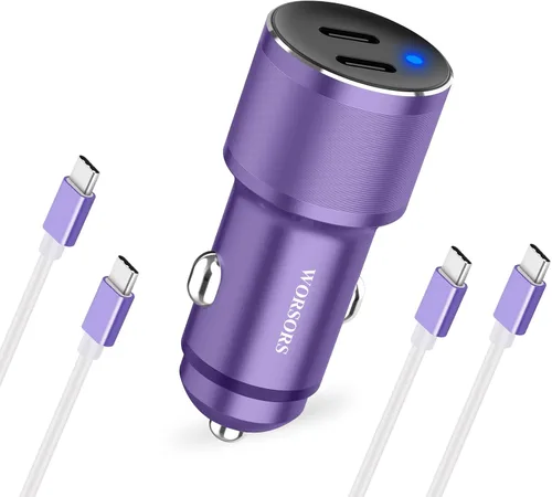 Vista 9 de Cargador de coche dual de 45W USB C, carga súper rápida de 90W máx, adaptador de encendedor de cigarrillos de 12V totalmente metálico para iPhone 17