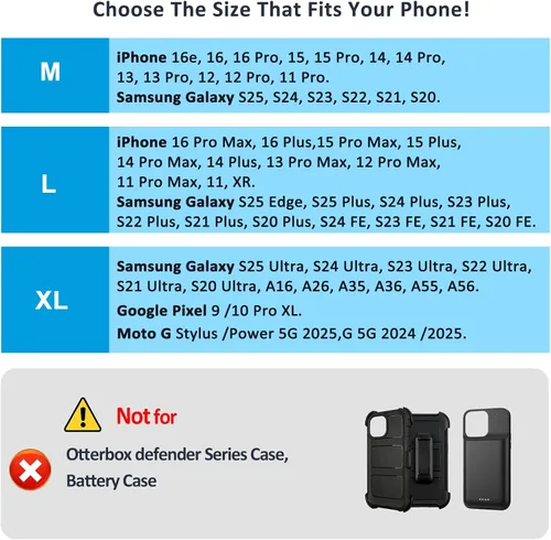 Vista 2 de ACCKUO Funda de teléfono para cinturón con clip de metal y cierre magnético compatible con iPhone 16/15/14/13/12 Pro y Non-Pro, Galaxy S25 S24 S23