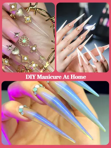 Vista 6 de 312 piezas de puntas de uñas de tacón extra largas para uñas acrílicas profesionales, puntas de uñas de tacón de media cubierta 4XL, extensión