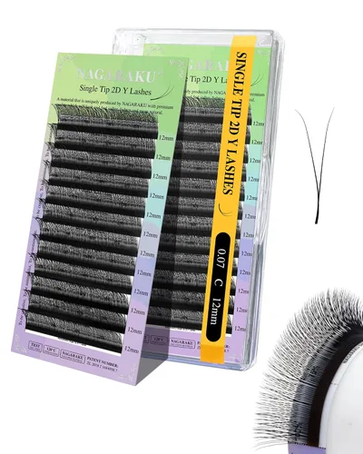Vista 19 de NAGARAKU YY - Extensiones de pestañas, suministros Y, Lash 4D, Easy Fan, pestañas cruzadas de volumen ruso, pestañas YY, tejidas a mano, malla
