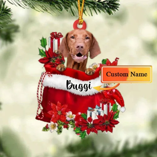 Vista 7 de Perro Akita Inu personalizado en bolsa de regalo, adorno de Navidad, nombre personalizado, regalo para amantes de los perros, familia, Navidad