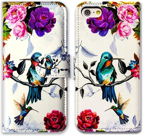Vista 24 de Bcov Funda para iPhone SE 2022/iPhone SE 3ª Gen/iPhone SE 2020, Funda de piel con tapa de gato blanco y gato negro con ranura para tarjeta con Gato
