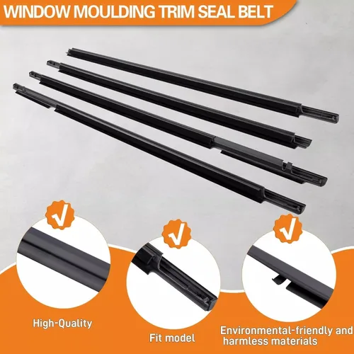 Vista 4 de Burletes de Sellado de Moldura de Ventana Compatible con Toyota Corolla 2003-2008 Reemplazar# 75730-02180 75710-02200 75740-02180 75720-02200