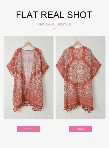 Vista 6 de Dokotoo - Cárdigans tipo kimono, informales, de moda con estampado de verano para mujer, salidas de baño holgadas