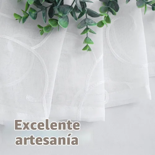 Vista 8 de BGment - Cortinas traslúcidas blancas de 84 pulgadas de largo para sala de estar, 2 paneles, con patrón de enredadera bordada, textura de lino
