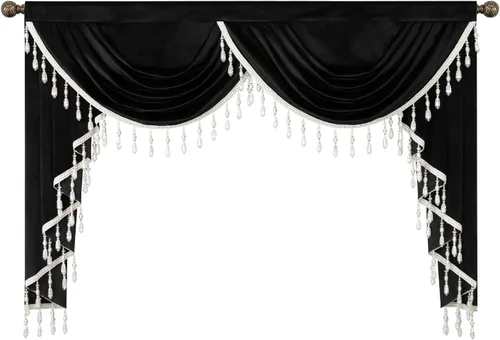 Vista 57 de VOGOL Cenefa de cortinas de terciopelo grueso para dormitorio, cenefas de cascada de lujo con aislamiento térmico dorado para sala de estar formal