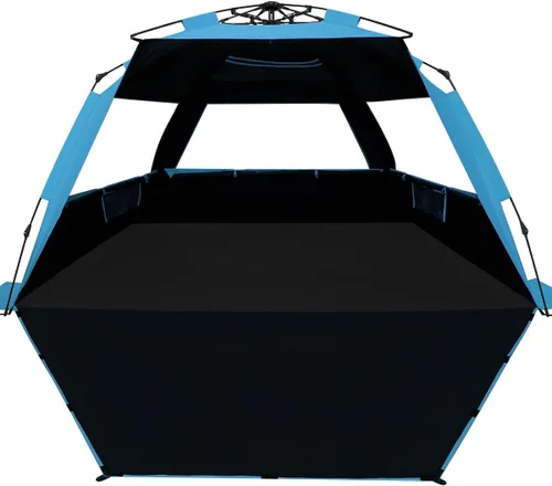 Vista 11 de WhiteFang Deluxe - Tienda de campaña plegable para playa con protección UV para 3-4/5-6 personas, protección contra rayos UV, piso extensible con 3