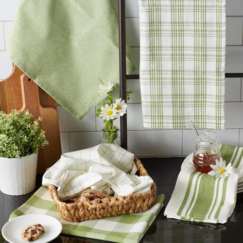 Vista 5 de DII Everyday Basic Kitchen Collection - Juego de toallas de cocina de algodón tejido grande, 18 x 28 pulgadas, verde antiguo, 5