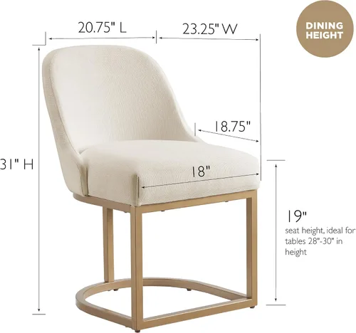 Vista 72 de Leick Home 214536 Barrelback Silla de comedor con base de metal, juego de 2, para comedor, asiento moderno de lino negro y base de metal dorado