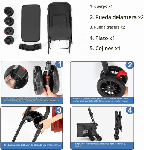 Vista 7 de Cochecito para mascotas Gato Perro Cochecito Viaje Plegable Pet Carriers