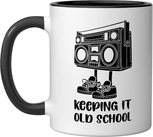 Vista 5 de Keeping It Old School 80s 90s Retro Cassette Radio Ceramic Mug, Orange/White, 11oz