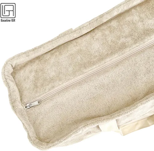 Vista 4 de Baseline IGR Bolsa de mano Bolso grande elegante y versátil Bolsa térmica interna Correa larga de lona Bolso de hombro de moda de playa, biege