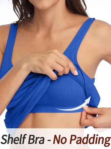 Vista 42 de V FOR CITY Camiseta sin mangas de algodón para mujer con brasier de estante ajustable con correa ancha y tirantes básicos