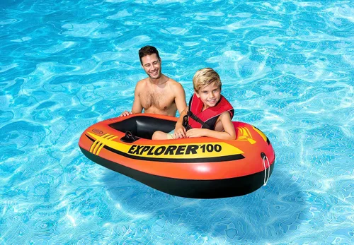 Vista 5 de INTEX Explorer Compact Inflatable Boat Series: Dual Air Chambers – Welded Oar Locks – Grab Handles – Bow Rope – Sporty Design