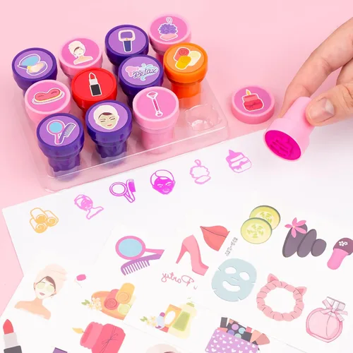 Vista 8 de 36 recuerdos de fiesta de spa, 24 tatuajes temporales y 12 sellos, ideal para fiestas de pijamas, decoración de tarjetas de cumpleaños, suministros