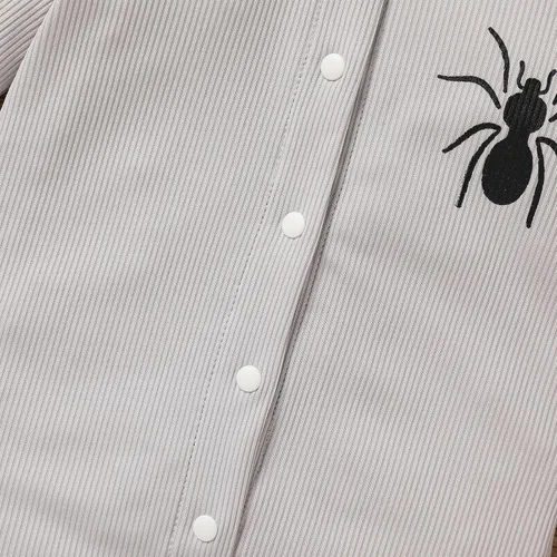 Vista 5 de Sinhoon Mameluco de manga larga acanalada con botones de araña de Halloween para bebé, con corbatín ajustable