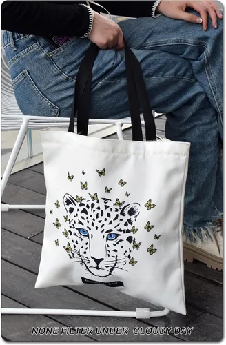 Vista 2 de TeeYee Bolsa de lona para compras, bolsa de playa ligera con asas, bolsas de comestibles reutilizables, adecuadas para actividades de regalo