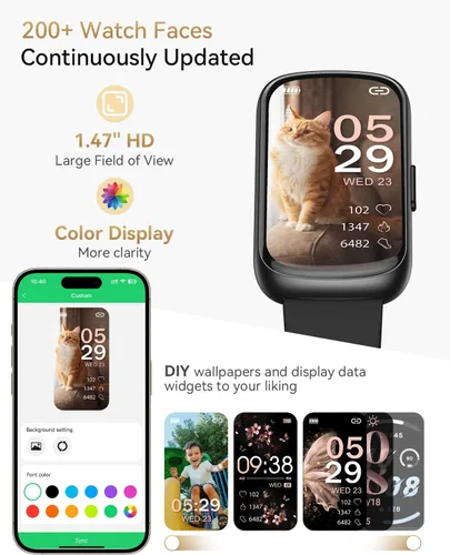 Vista 7 de Rastreador de salud y fitness, relojes de fitness para hombresmujeres con frecuencia cardíaca, oxígeno en sangre, monitor de sueño, reloj
