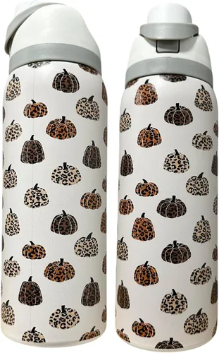 Vista 18 de Botella de agua de acero inoxidable de 40 oz taza Longhorn Bottle Bull Tumbler Cow Gift Western Water Bottle Cup (24oz Cream(90)-Longhorn (D35))