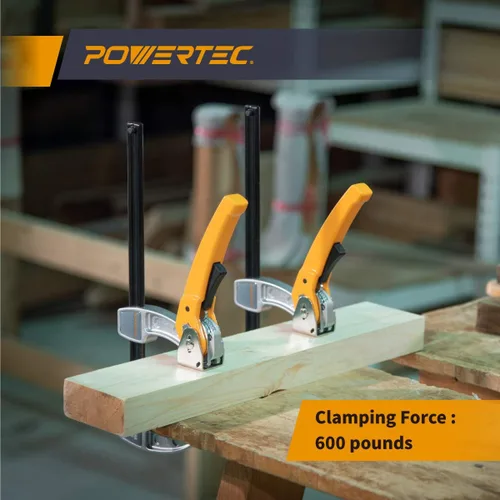 Vista 6 de POWERTEC 71586-P2 Abrazaderas de barra de engranajes de 8 pulgadas para carpintería, liberación rápida con capacidad de sujeción de 600 libras