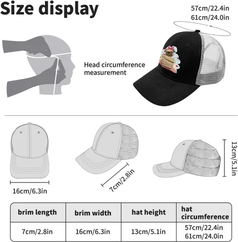Vista 4 de Caps Pug Dog Baseball Caps for Women Vintage Hat Adjustable
