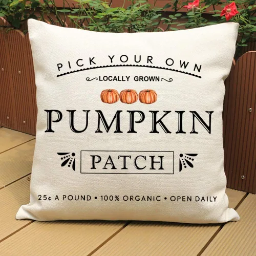 Vista 3 de Fundas de almohada con parche de calabaza de otoño, funda de almohada de cosecha de otoño, 18 x 18 pulgadas, decoraciones de granja Parche