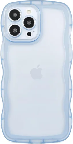 Vista 24 de SKYLMW Funda compatible con iPhone 12 Pro, diseño de ondas rizadas kawaii, borde chapado de lujo, elegante parte trasera transparente brillante, TPU