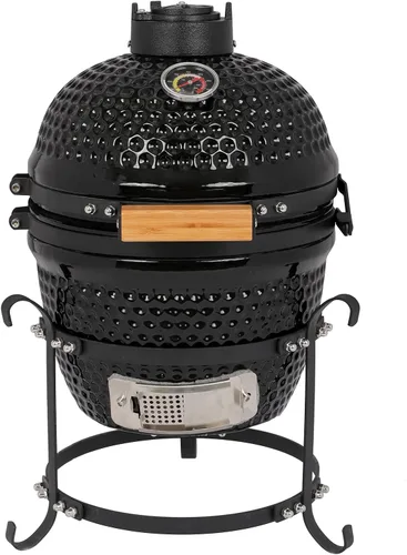 Vista 11 de Vasitelan Parrilla de Cerámica, Parrilla Portátil de Cerámica de Carbón de 13 pulgadas, Parrilla de Carbón Kamado BBQ (Naranja)