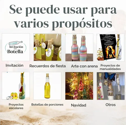Vista 8 de Botellas de vidrio y corchos para invitaciones de botellas, botellas decorativas, botellas de vidrio para manualidades, transparentes, (5.5 onzas)