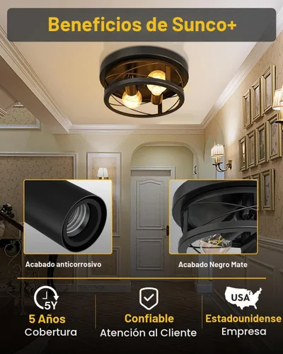 Vista 6 de Sunco Lámparas de techo de estilo granja, lámpara de techo rústica para vestíbulo, dormitorio, pasillo, cocina, sala de estar, estudio, 11 pulgadas