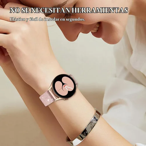 Vista 6 de LETOID Correas para Samsung Galaxy Watch para Mujeres, Correa de Nylon Elástica con Brillos Diseñada para Samsung Galaxy Watch 8/7/6/5/4/FE, Active