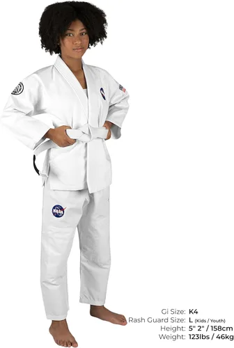 Vista 4 de Sanabul Kimono ligero de Jiu Jitsu Gi de la NASA para niños