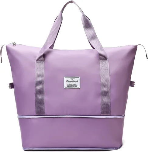 Vista 2 de Bolsa de lona de viaje, Bolsa de gimnasio deportiva, Bolsa de hombro para fin de semana, Púrpura, Matata Bolsa de viaje de viaje, bolsa de gimnasio