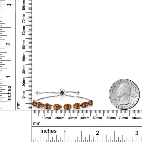 Vista 121 de Gem Stone King Pulsera de plata de ley 925 con piedra natal ovalada de 0.276 x 0.197 in para mujer, totalmente ajustable hasta 9 pulgadas