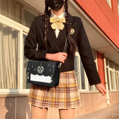 Vista 3 de Mochila Kawaii con hombro de oso lindo bolso de mano para niñas, uniforme escolar de gran capacidad, estilo japonés para laptop, Azul-1, talla única
