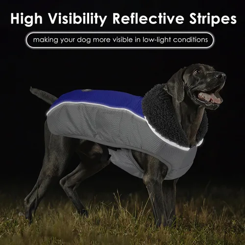 Vista 4 de Petglad Abrigo para perro, impermeable Ripstop, chaqueta de invierno para perros con agujero para correa, suéter de nieve reflectante ajustable