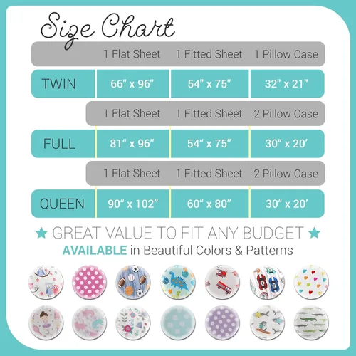 Vista 5 de Kute Kids - Juego de sábanas supersuave, fabricado con diseños y personajes especiales, incluye funda(s) para almohada en tamaño Twin, Full y Queen