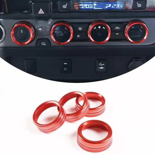 Vista 9 de Cubierta de anillo de botón de aleación de aluminio para automóvil y perilla de salida de volumen, 4 piezas, compatible con Toyota Tacoma 2016 2017