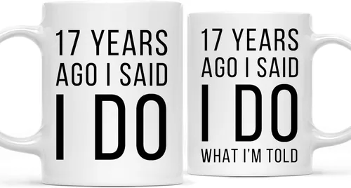 Vista 11 de Andaz Press Divertida taza de café de 11 onzas para parejas con texto en inglés "I Said I Do, I Said I Do What I'm Told", paquete de 2 con caja
