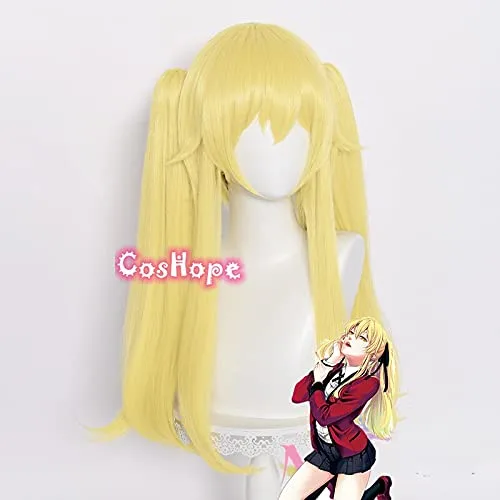 Vista 3 de Mary Saotome Cosplay Kakegurui Cosplay 25.6in amarillo claro peluca Cosplay Anime Cosplay Pelucas Pelucas sintéticas resistentes al calor Halloween