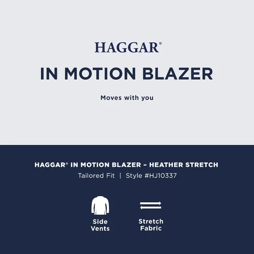 Vista 6 de Haggar Blazer de viaje elástico a medida con ventilación lateral de 2 botones para hombre Medianoche