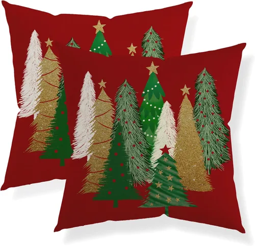 Vista 8 de Juego de 2 fundas de almohada navideñas de 18 x 18 pulgadas, con bastón de caramelo de hombre de jengibre, decoración de invierno, decoración