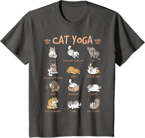 Vista 49 de Cat Yoga Poses Cats Practicing Mindfulness Meditación Kitten - Camiseta, Negro, S
