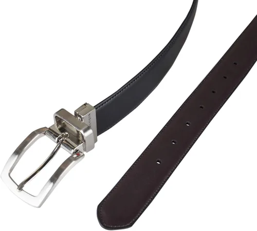 Vista 7 de Tommy Hilfiger Men's Leather with Two Buckles Boxed Belt Set, Black