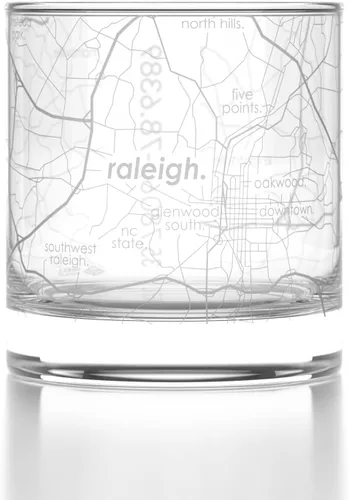 Vista 151 de Well Told Vaso de rocas grabado con mapa de Akron, Ohio, cristalería estilo antiguo (325ml, transparente) Vaso de bourbon grabado, regalos