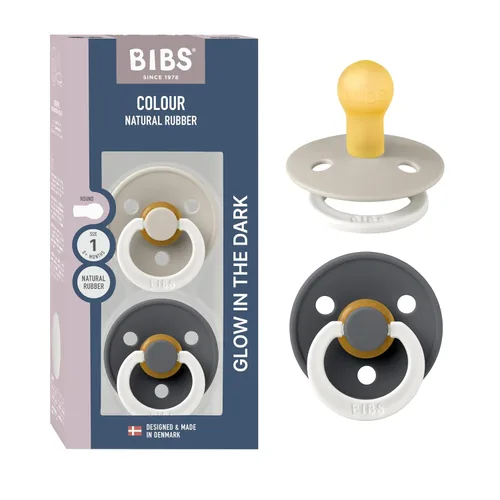 Vista 63 de BIBS - Paquete de 2 chupetes para bebés, goma natural libre de bisfenol A, hechos en Dinamarca, colección Colour, para bebés de 18+ meses, azul bebé