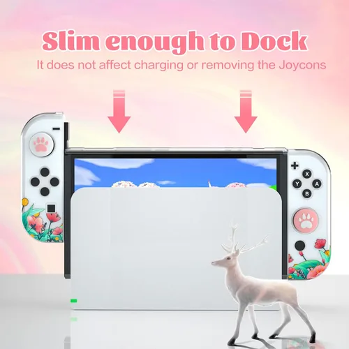 Vista 3 de ECHZOVE Protective Case Compatible with Nintendo Switch OLED,Switch OLED Hard Console Case and Joy Con TPU Case with Thumb Grip Caps and Screen