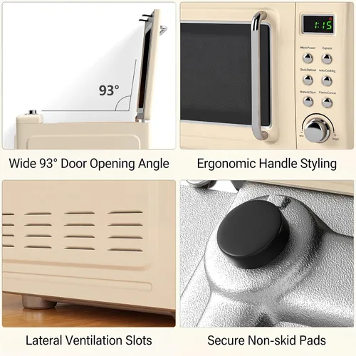Vista 8 de Moccha Retro - Horno microondas para encimera, pantalla LED, 0.7 pies Crema