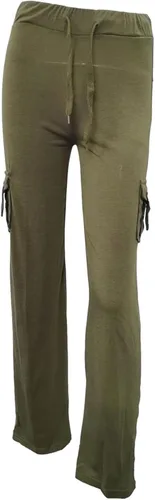 Vista 4 de SHOPESSA Pantalones cargo de pierna ancha para mujer, leggings de yoga de tiro alto con bolsillos, talla grande, pantalones de pierna recta
